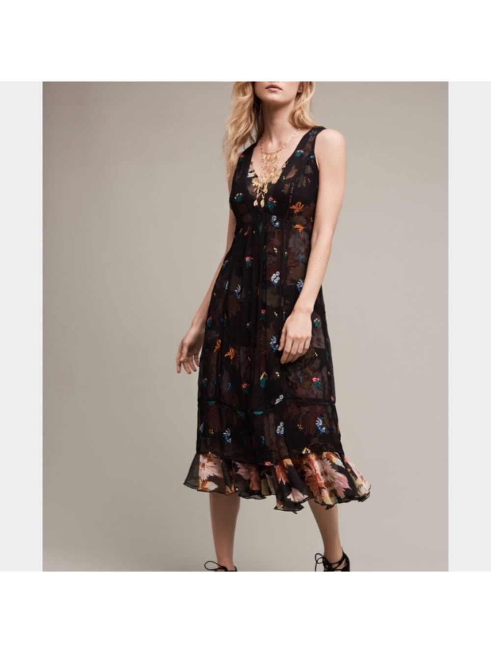 Anthropologie Floreat 2 in 1 Floral Dress